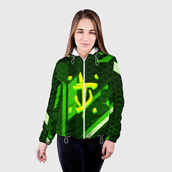Куртка с капюшоном женская Doom geometry green, цвет: 3D-белый — фото 2