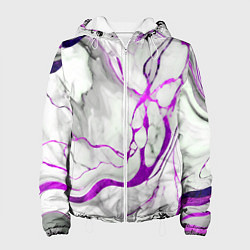 Куртка с капюшоном женская Фиолетово-белый мрамор, цвет: 3D-белый