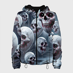 Куртка с капюшоном женская Шарики черепа, цвет: 3D-черный