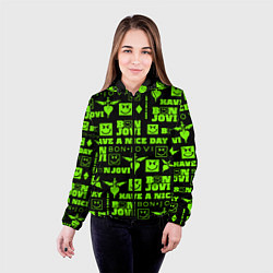 Куртка с капюшоном женская Bon Jovi кислотный паттерн, цвет: 3D-черный — фото 2