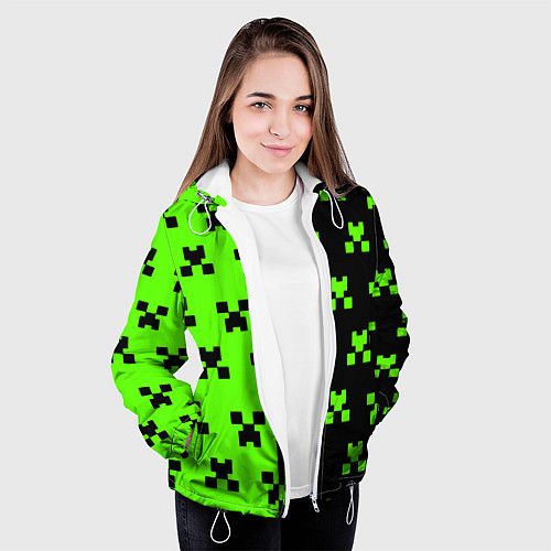 Женская куртка Майкрафт стиль текстура / 3D-Белый – фото 3