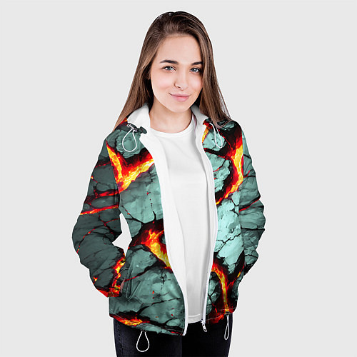 Женская куртка Треснувший камень жёлтый / 3D-Белый – фото 3
