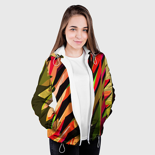 Женская куртка Красно-чёрная абстракция / 3D-Белый – фото 3