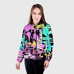 Куртка с капюшоном женская Color expressive abstraction - Milano, цвет: 3D-черный — фото 2