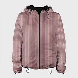 Куртка с капюшоном женская Пыльно-розовый в тонкую полоску, цвет: 3D-черный