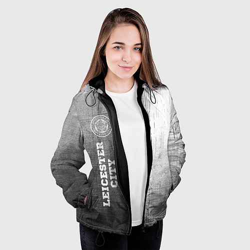 Женская куртка Leicester City - grey gradient по-вертикали / 3D-Черный – фото 3