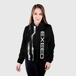 Куртка с капюшоном женская Exeed - металлические полосы, цвет: 3D-черный — фото 2