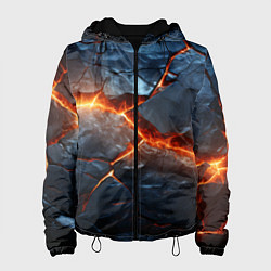 Куртка с капюшоном женская Черная треснутая плита - текстура, цвет: 3D-черный