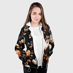 Куртка с капюшоном женская Сердечки и листочки, цвет: 3D-белый — фото 2