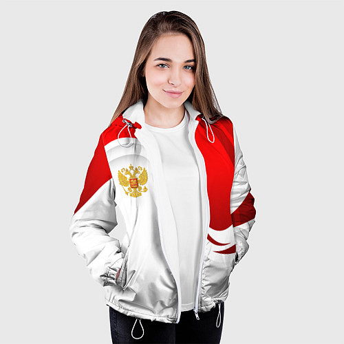 Женская куртка Россия - красный и белый / 3D-Белый – фото 3