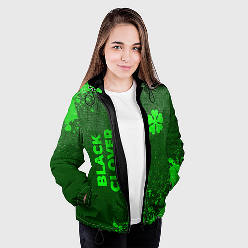 Женская куртка Black Clover - green gradient вертикально / 3D-Черный – фото 3