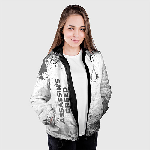 Женская куртка Assassins Creed - white gradient вертикально / 3D-Черный – фото 3