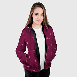 Куртка с капюшоном женская Сердца ко дню Святого Валентина, цвет: 3D-черный — фото 2