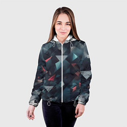 Куртка с капюшоном женская Абстрактный взрыв и осколки, цвет: 3D-белый — фото 2