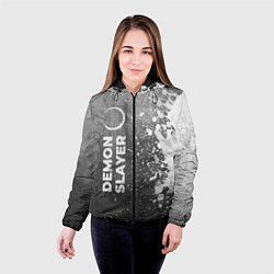Куртка с капюшоном женская Demon Slayer - grey gradient по-вертикали, цвет: 3D-черный — фото 2