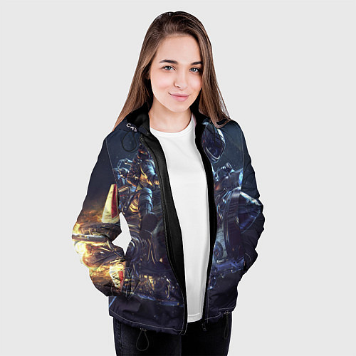 Женская куртка Космонавт - ракета / 3D-Черный – фото 3