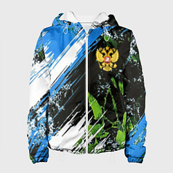 Куртка с капюшоном женская Герб России на камуфляже, цвет: 3D-белый