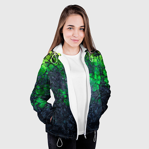 Женская куртка Абстракция - acid web / 3D-Белый – фото 3