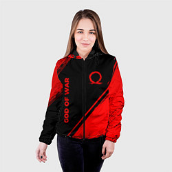 Куртка с капюшоном женская God of War - red gradient вертикально, цвет: 3D-черный — фото 2