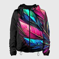 Женская куртка Букет из цветных перьев - неон