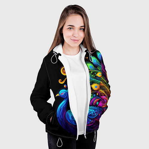 Женская куртка Neon peacock - art / 3D-Белый – фото 3