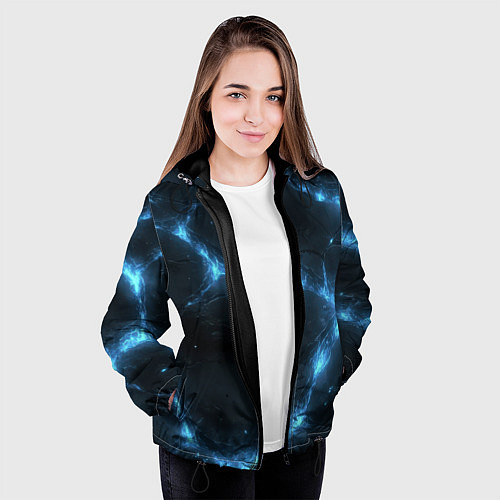 Женская куртка Синий свет из черной плиты / 3D-Черный – фото 3