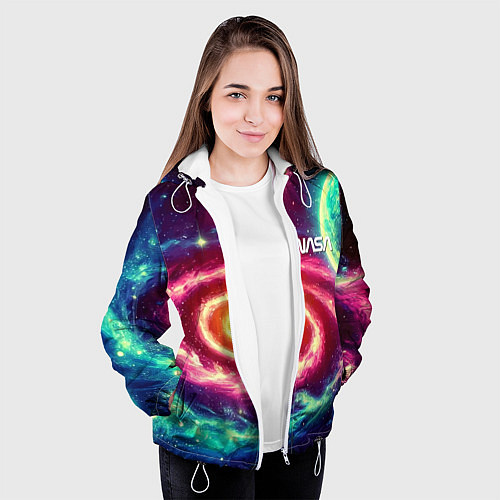 Женская куртка Spiral galaxy - neon glow / 3D-Белый – фото 3