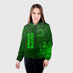 Куртка с капюшоном женская Demon Slayer - green gradient вертикально, цвет: 3D-черный — фото 2