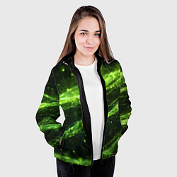 Куртка с капюшоном женская Текстура зеленая жидкость, цвет: 3D-черный — фото 2