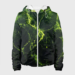 Куртка с капюшоном женская Зеленые волокна - текстура, цвет: 3D-белый
