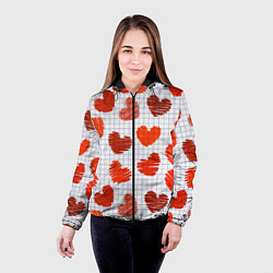 Куртка с капюшоном женская Сердца на бумаге, цвет: 3D-черный — фото 2