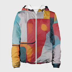 Куртка с капюшоном женская Абстракция с прямоугольниками, цвет: 3D-белый