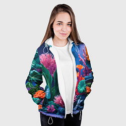 Куртка с капюшоном женская Подводные кораллы, цвет: 3D-белый — фото 2