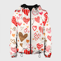 Куртка с капюшоном женская Любовный паттерн, цвет: 3D-черный