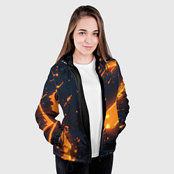 Куртка с капюшоном женская Оранжевая краска в движении, цвет: 3D-черный — фото 2
