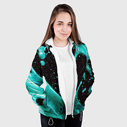 Куртка с капюшоном женская Голубая краска и капли, цвет: 3D-белый — фото 2