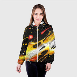 Куртка с капюшоном женская Текстура краска, цвет: 3D-белый — фото 2