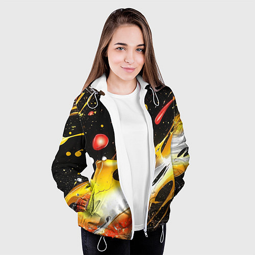 Женская куртка Текстура краска / 3D-Белый – фото 3