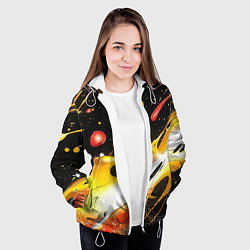 Куртка с капюшоном женская Текстура краска, цвет: 3D-белый — фото 2