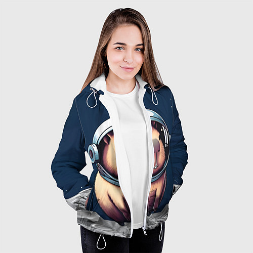 Женская куртка Капибара космонавт в космосе / 3D-Белый – фото 3
