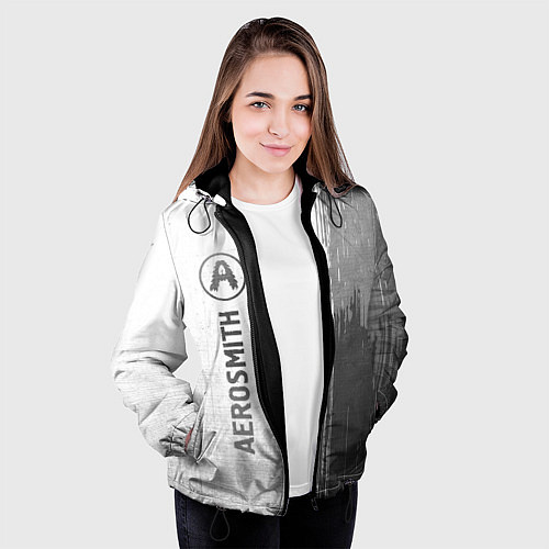 Женская куртка Aerosmith - white gradient по-вертикали / 3D-Черный – фото 3