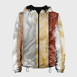 Куртка с капюшоном женская Мрамор и дерево, цвет: 3D-черный