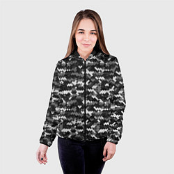 Куртка с капюшоном женская Серая пиксельная текстура, цвет: 3D-черный — фото 2