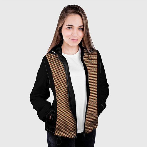 Женская куртка Чёрный с коричневым в горошек / 3D-Черный – фото 3