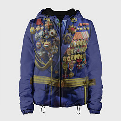 Куртка с капюшоном женская Парадный китель генерала с медалями, цвет: 3D-черный