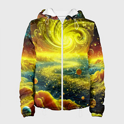 Куртка с капюшоном женская Neon galaxy - ai art fantasy, цвет: 3D-белый