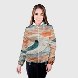 Куртка с капюшоном женская Персиковые волны, цвет: 3D-белый — фото 2