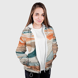 Куртка с капюшоном женская Персиковые волны, цвет: 3D-белый — фото 2