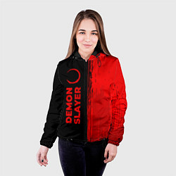 Куртка с капюшоном женская Demon Slayer - red gradient по-вертикали, цвет: 3D-черный — фото 2