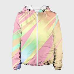 Куртка с капюшоном женская Нежный розовый абстрактный, цвет: 3D-белый